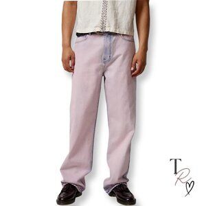 BDG UO Baggy Skate Fit Wide Leg Jeans in Pink Wash Men’s Size 34 x 32